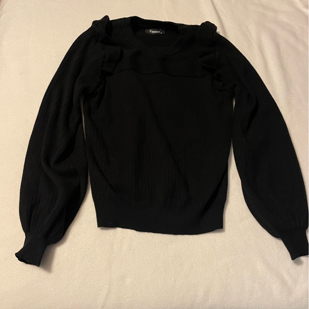 Amazon Black Women's Sweatshirt with Ruffle Detail